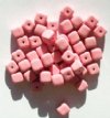 50 6x6mm Opaque Dark Pink Cube Beads